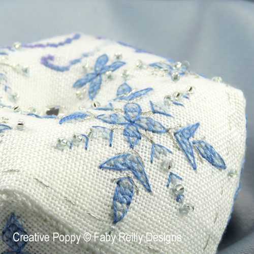 Frosty Snowflake Biscornu cross stitch pattern by Faby Reilly Designs, zoom 1
