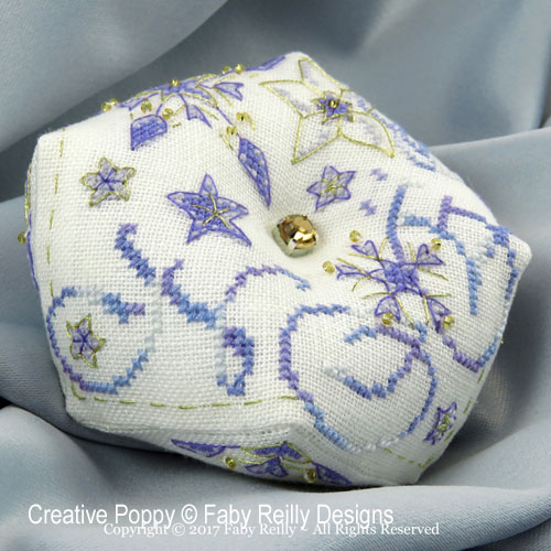 Frosty Star Biscornu cross stitch pattern by Faby Reilly Designs