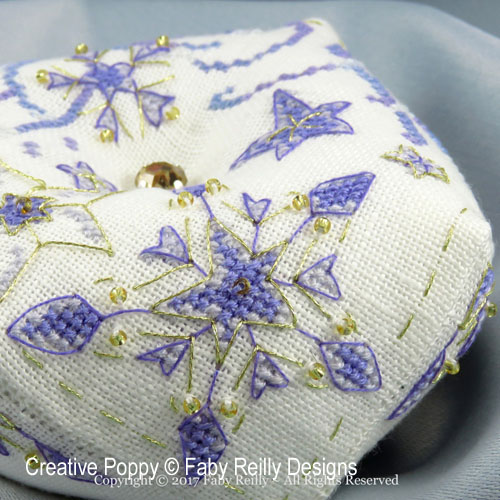 Frosty Star Biscornu cross stitch pattern by Faby Reilly Designs