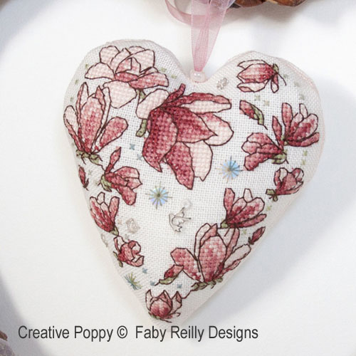 Magnolia Heart cross stitch pattern by Faby Reilly Designs