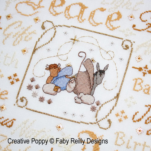 Faby reilly Designs - Christmas nativity frame zoom 1 (cross stitch chart)