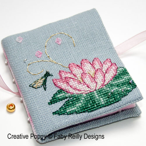 Pink Lotus needlebook cross stitch pattern by Faby Reilly Designs
