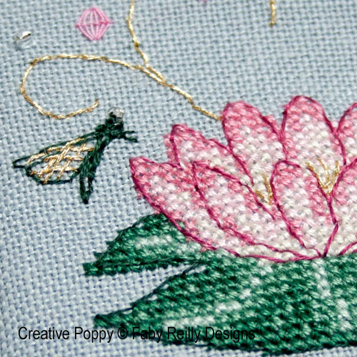 Faby Reilly Designs - Pink Lotus Needlebook zoom 1 (cross stitch chart)