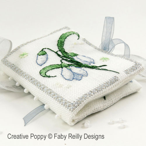 Faby Reilly Designs - Snowdrop Needlebook zoom 2 (cross stitch chart)