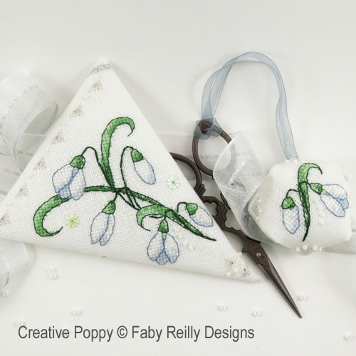 Snowdrop Scissor case cross stitch pattern by Faby Reilly Designs