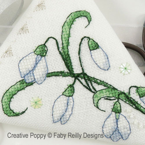 Faby Reilly Designs - Snowdrop Scissor case zoom 3 (cross stitch chart)