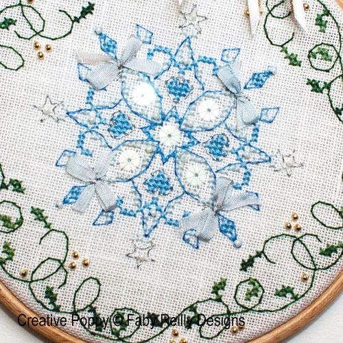 Faby Reilly Designs - Tree & Snowflake hoops zoom 2 (cross stitch chart)