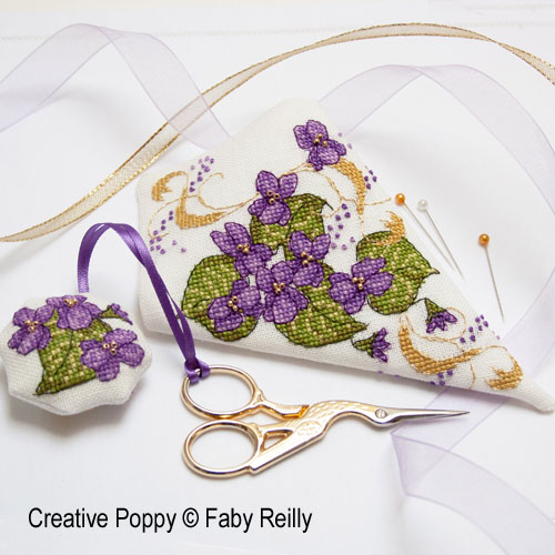 Violet scissor case cross stitch pattern by Faby Reilly Designs