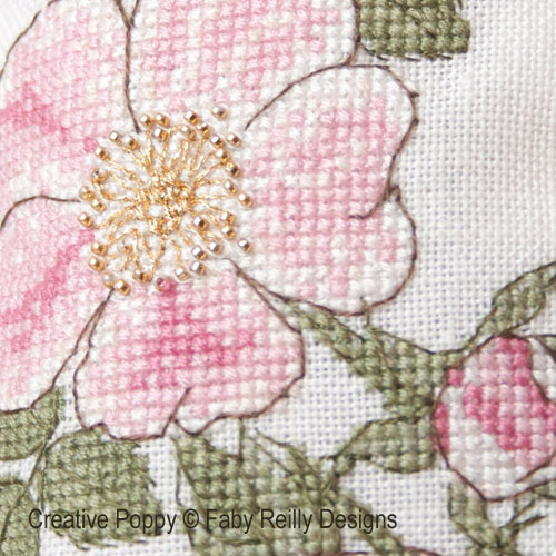 Wild Rose Glasses case cross stitch pattern by Faby Reilly Designs
