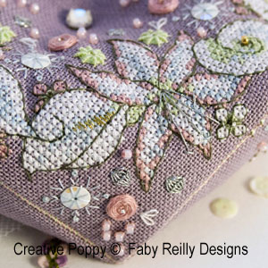 Wintry Blooms biscornu cross stitch pattern by Faby Reilly, zoom1