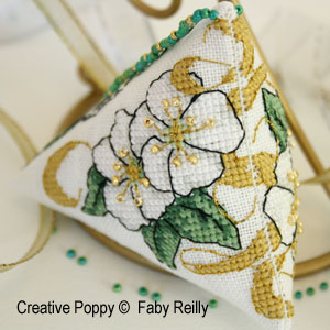 Christmas Rose & Ribbon Humbug, Faby Reilly - cross stitch pattern chart (zoom 2)