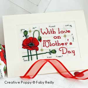 <b>Mother's Day card to cross stitch - Poppy series</b><br>cross stitch pattern<br>by <b>Faby Reilly Designs</b>