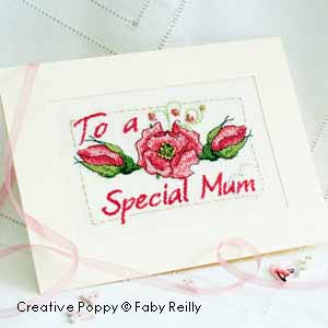 Mother's Day card to cross stitch - Pink rose