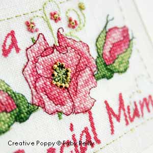Mother's Day card to cross stitch - Pink rose
