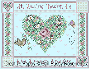A Loving heart - cross stitch pattern - by Gail Bussi - Rosebud Lane