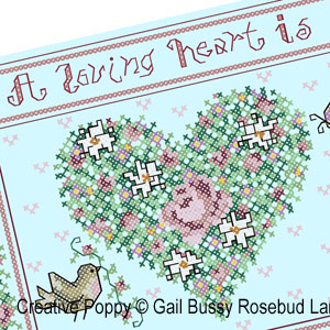 A Loving heart - cross stitch pattern - by Gail Bussi - Rosebud Lane (zoom 2)
