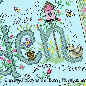 My Garden (Welcome to) - cross stitch pattern - by Gail Bussi - Rosebud Lane (zoom 1)