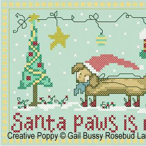 Santa paws (is coming to town!) - cross stitch pattern - by Gail Bussi - Rosebud Lane (zoom 2)