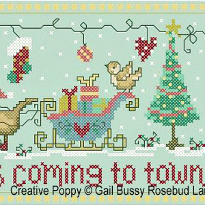 Santa paws (is coming to town!) - cross stitch pattern - by Gail Bussi - Rosebud Lane (zoom 3)