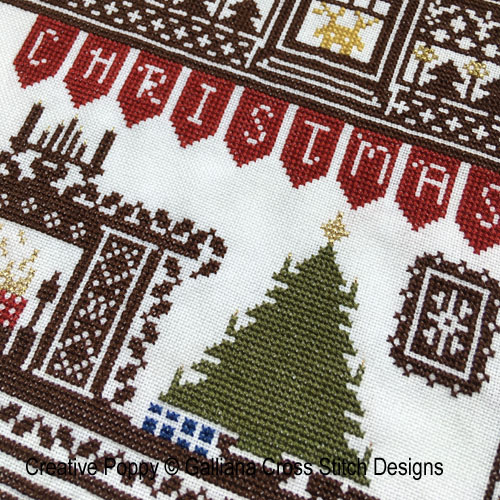Galliana Cross Stitch - House of Christmas, zoom 2 (Cross stitch chart)