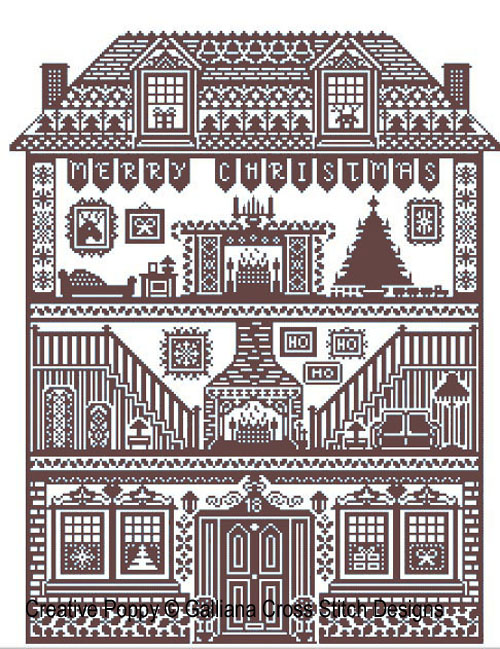 Galliana Cross Stitch - House of Christmas, zoom 4 (Cross stitch chart)