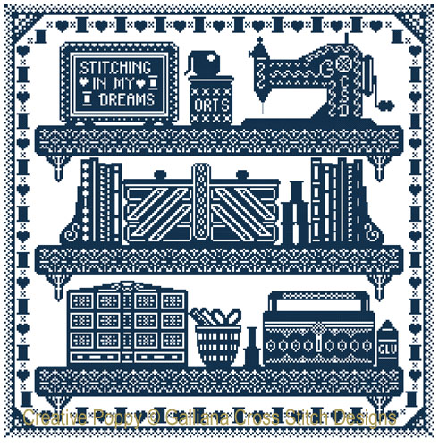 The Stitching Shelves cross stitch pattern by Galliana