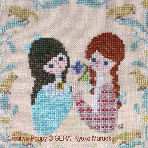 Anne & Diana (The Friendship) cross stitch pattern by GERA! Kyoko Maruoka, zoom 1