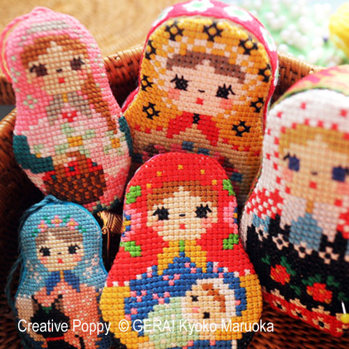 Matryoshka II - Needlework Set of 5 cross stitch pattern by GERA! Kyoko Maruoka