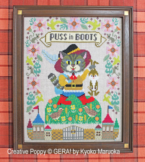 Puss in Boots cross stitch pattern by GERA! by Kyoko Maruoka