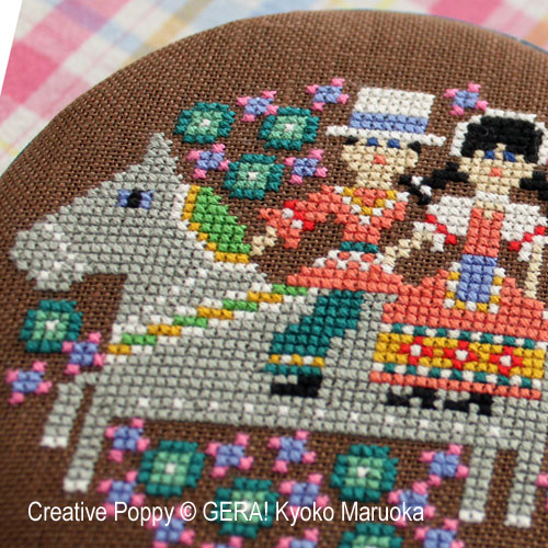 Gera! by Kyoko Maruoka - Round tin cans II - Joyful Spring, Joyful horse ride zoom 3 (cross stitch chart)