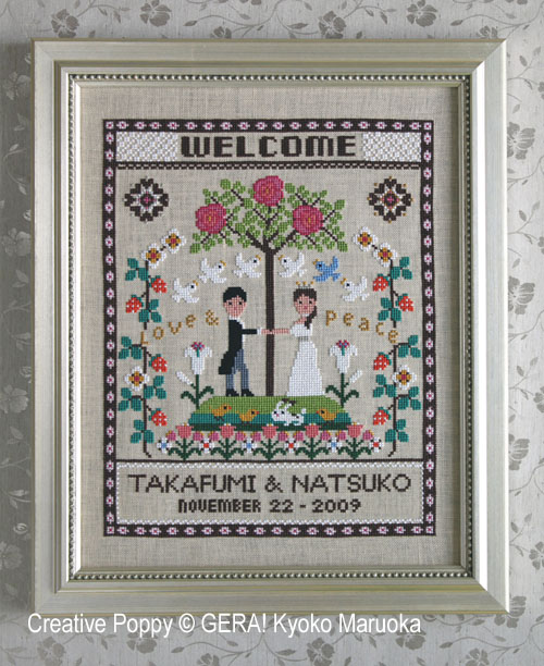 Happy Wedding - Welcome cross stitch pattern by GERA! Kyoko Maruoka
