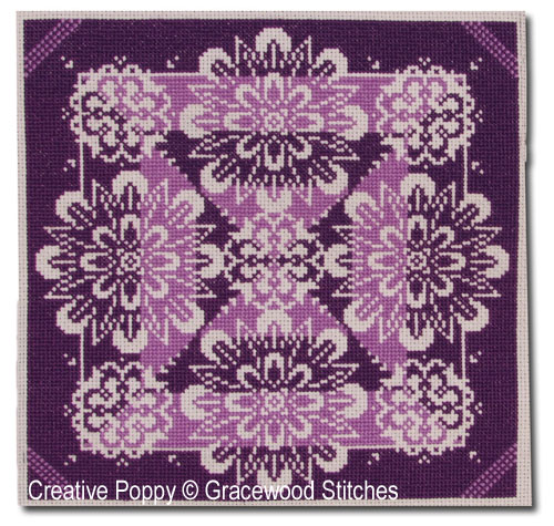 Gracewood Stitches - Traces of Laces - Vividly Violet zoom 4 (cross stitch chart)