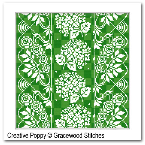 <b>June - Roses & Hydrangeas</b><br>cross stitch pattern<br>by <b>Gracewood Stitches</b>