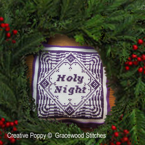 Gracewood Stitches - Holy Night - Christmas Ornament zoom 3 (cross stitch chart)