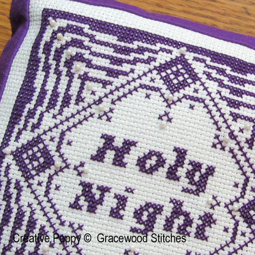 Gracewood Stitches - Holy Night - Christmas Ornament zoom 2 (cross stitch chart)