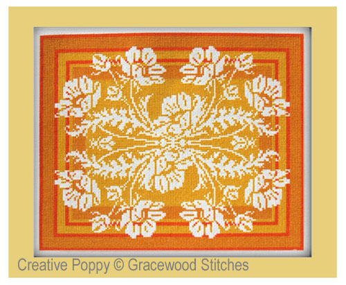 Gracewood Stitches - July - Bees & Poppies zoom 4 (cross stitch chart)