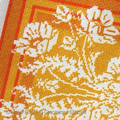 Gracewood Stitches - July - Bees & Poppies zoom 1 (cross stitch chart)