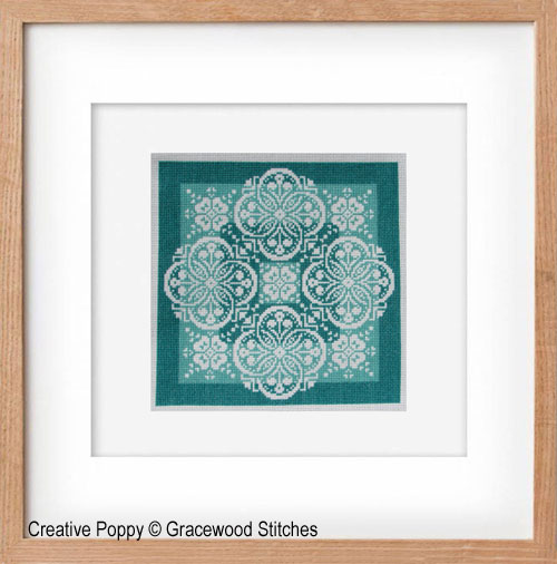 Gracewood Stitches - Traces of Lace - Shades of Jade zoom 2 (cross stitch chart)