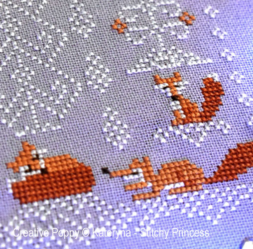 Kateryna - Stitchy Princess - Forest foxes - in Winter, zoom 3  (cross stitch chart)
