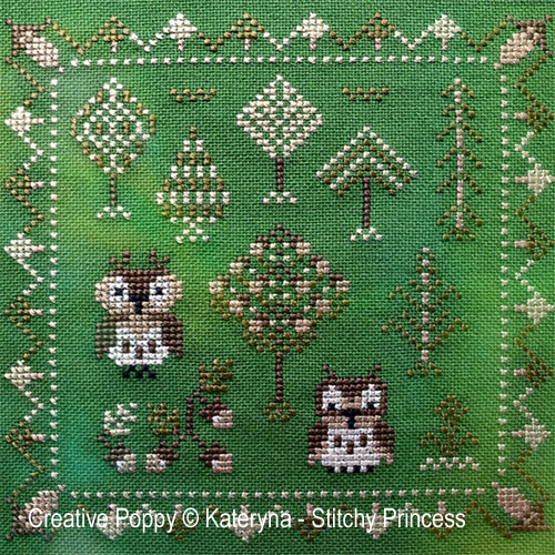 <b>Forest owls</b><br>cross stitch pattern<br>by <b>Kateryna - Stitchy Princess</b>