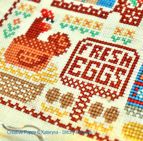 Kateryna - Stitchy Princess - Fresh eggs, zoom 2  (cross stitch chart)