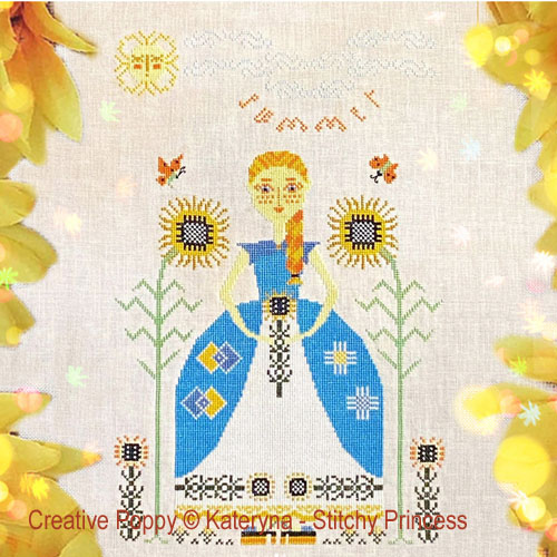 Miss Sunflower (Large pattern) cross stitch pattern by Kateryna, Stitchy Princess