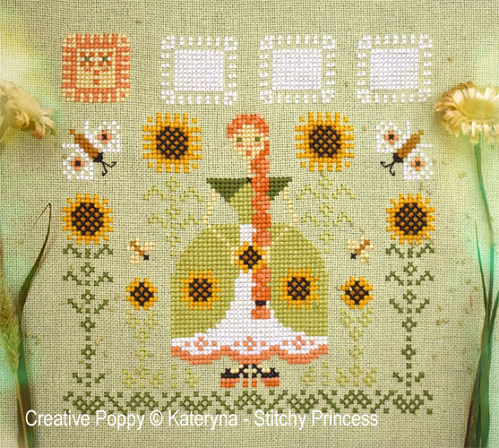 Miss Sunflower (Small) cross stitch pattern by Kateryna, Stitchy Princess
