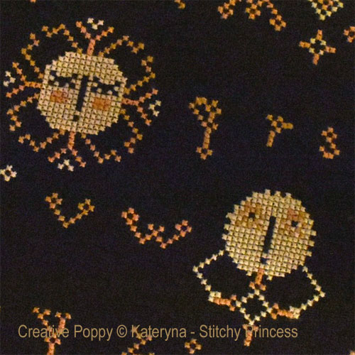 Kateryna - Stitchy Princess - Night Alphabet Sampler (+Ukrainian version), zoom 1  (cross stitch chart)