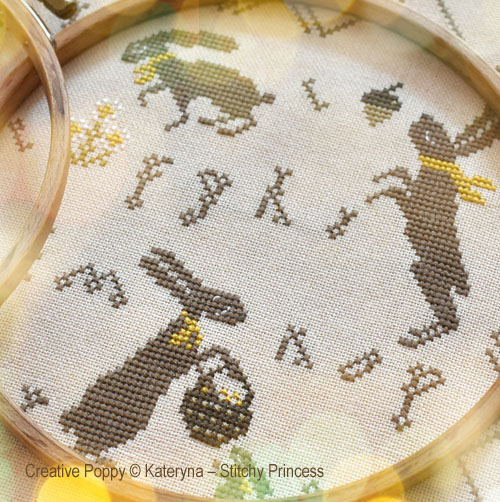 Rabbits sampler cross stitch pattern by Kateryna Stitchy Princess