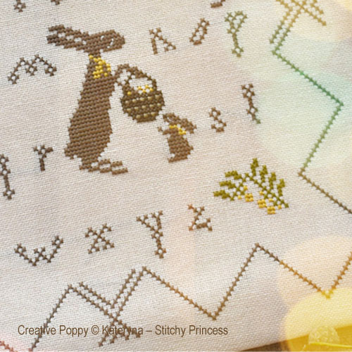 Kateryna - Stitchy Princess - Rabbits\'s Sampler, zoom 4  (cross stitch chart)