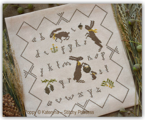 Rabbits sampler cross stitch pattern by Kateryna Stitchy Princess