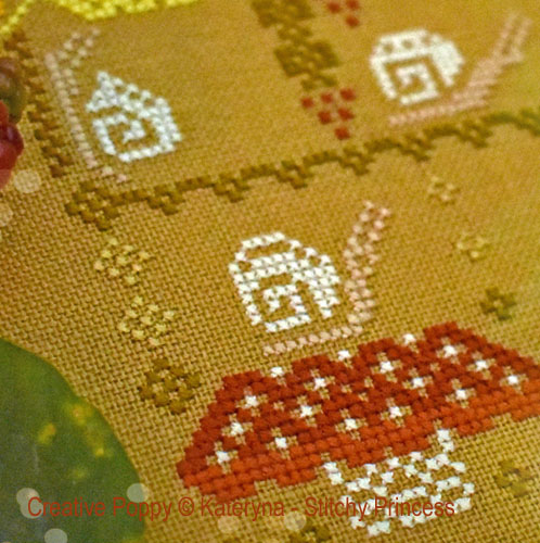 Kateryna - Stitchy Princess - Snails and leaves, zoom 1  (cross stitch chart)