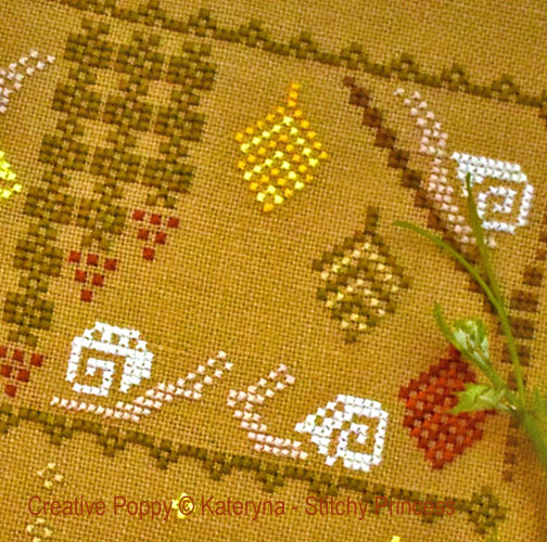 Kateryna - Stitchy Princess - Snails and leaves, zoom 2  (cross stitch chart)