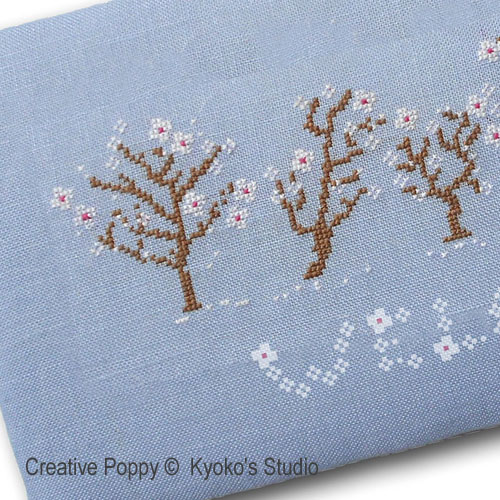 Welcome Spring (Winds blow petals of white) cross stitch pattern by Kyoko's Studio, zoom1